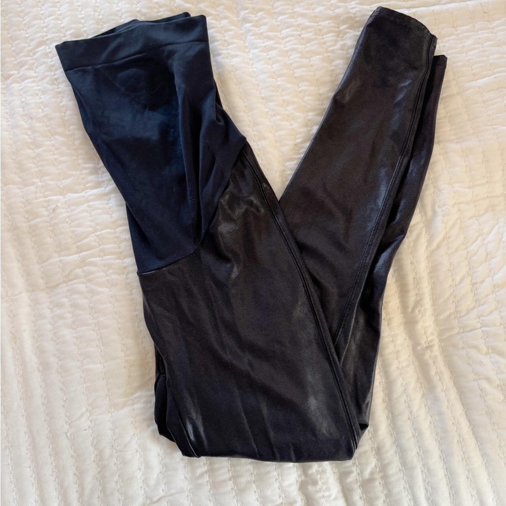 Spanx Women's Mama Faux Leather Leggings XL